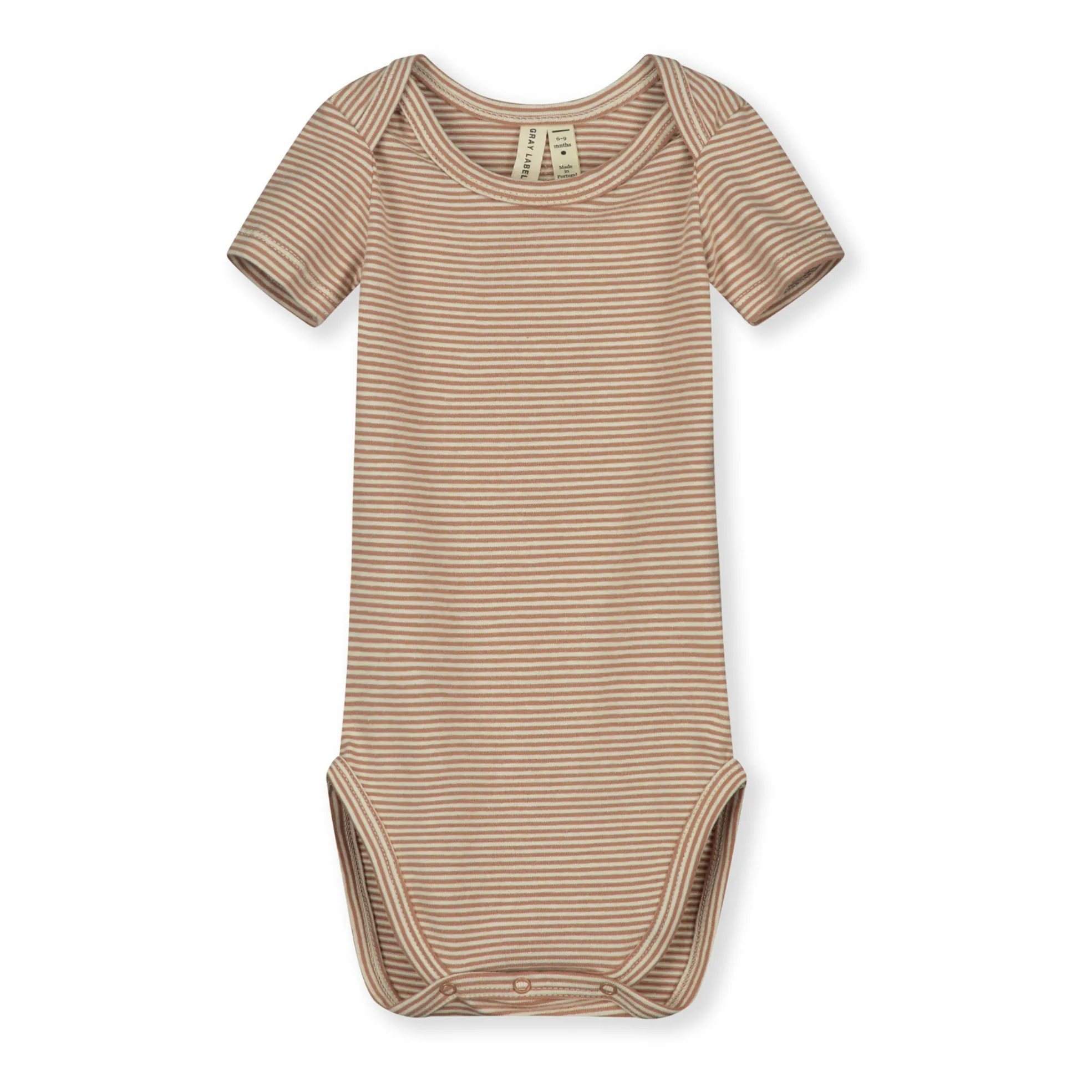 Gray Label Camel Striped Organic Cotton Bodysuit