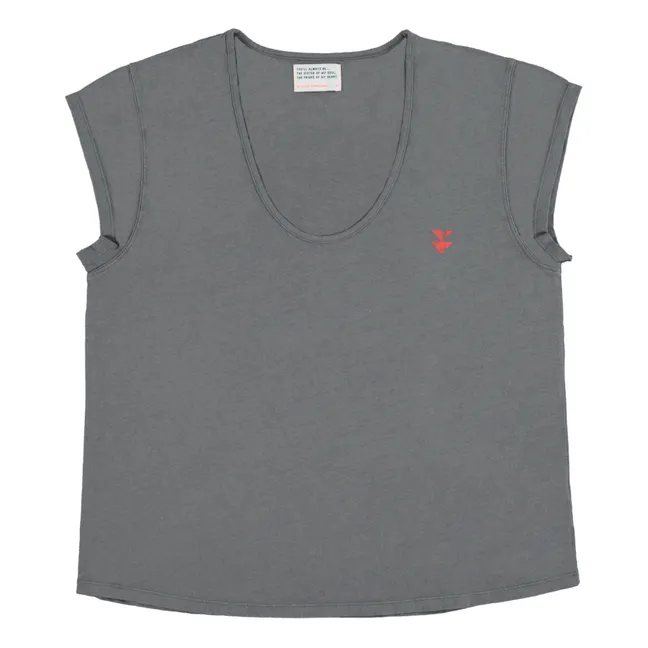 Marie Cotton and Linen T-shirt | Dark grey