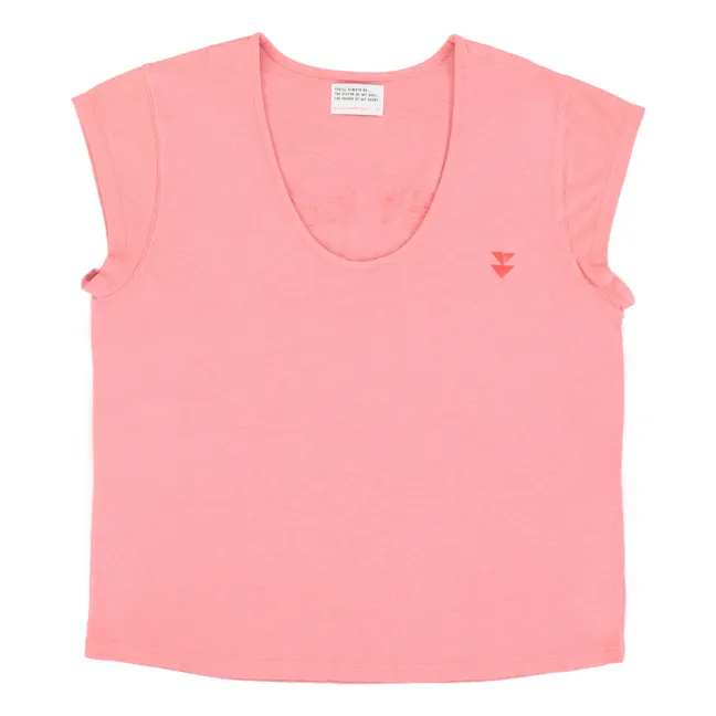 Marie Cotton and Linen T-shirt | Pink