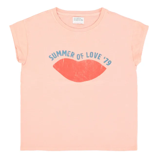 T-Shirt Louise Baumwolle und Leinen | Korallenfarben