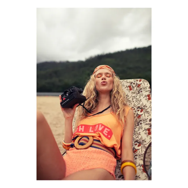 Camiseta de tirantes Olivia de algodón y lino | Naranja