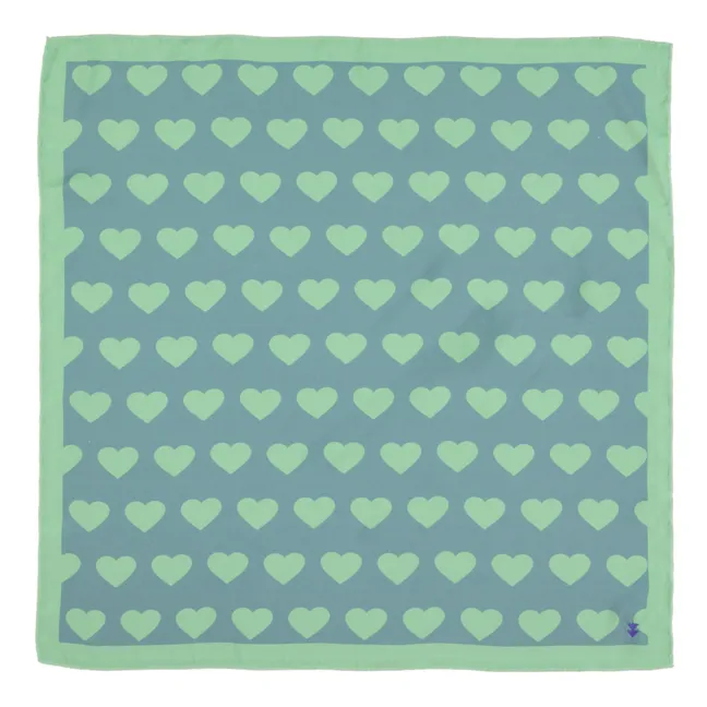 Printed Hearts Scarf | Green