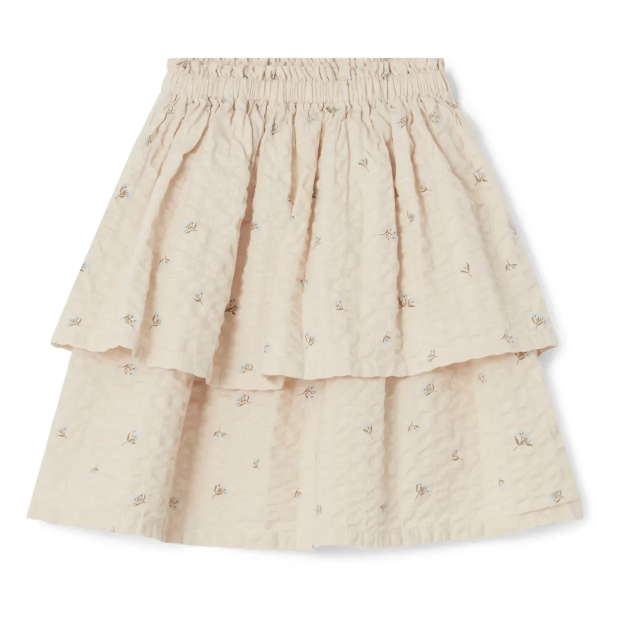 Garbo&Friends Ecru Floral Ruffled Seersucker Skirt