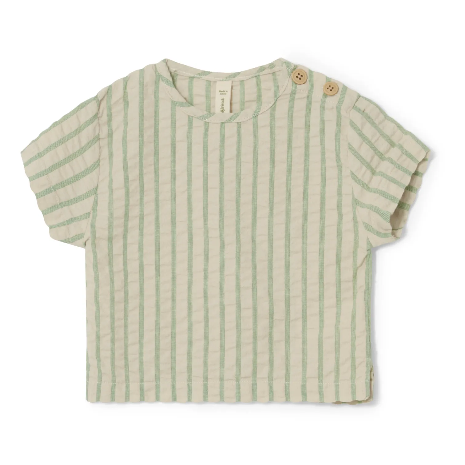 Garbo&Friends Green Striped Seersucker Top