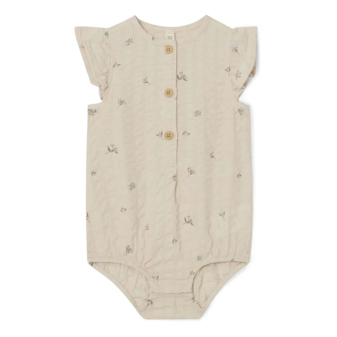 Garbo&Friends Ecru Seersucker Floral Romper