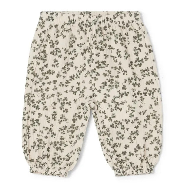 Baby Cotton Chiffon Shamrock Trousers | Ecru