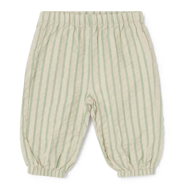 Pantaloni a righe in seersucker per bambini | Verde