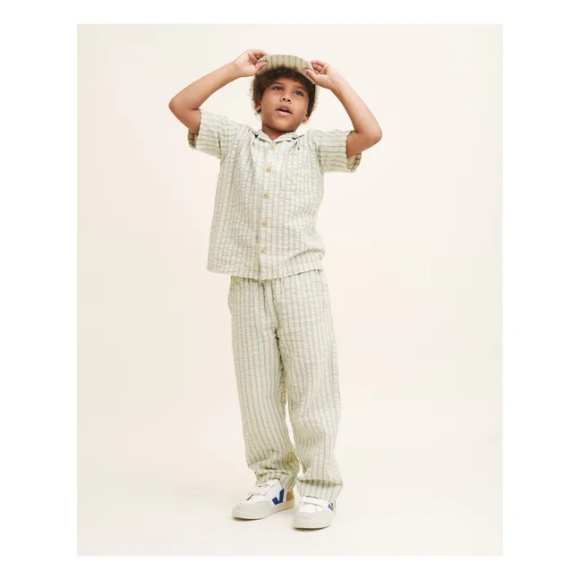 Pantalones de rayas Seersucker para niños | Verde