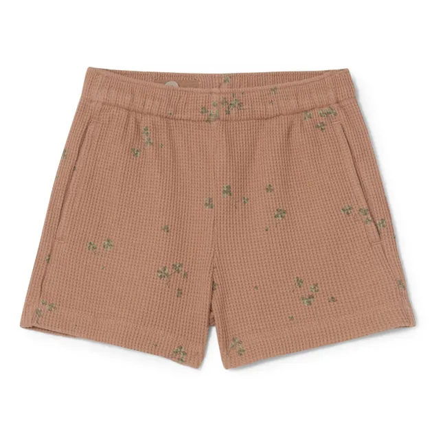 Shorts mit Waffelmuster Blume | Terracotta