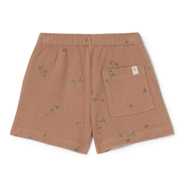 Shorts mit Waffelmuster Blume | Terracotta
