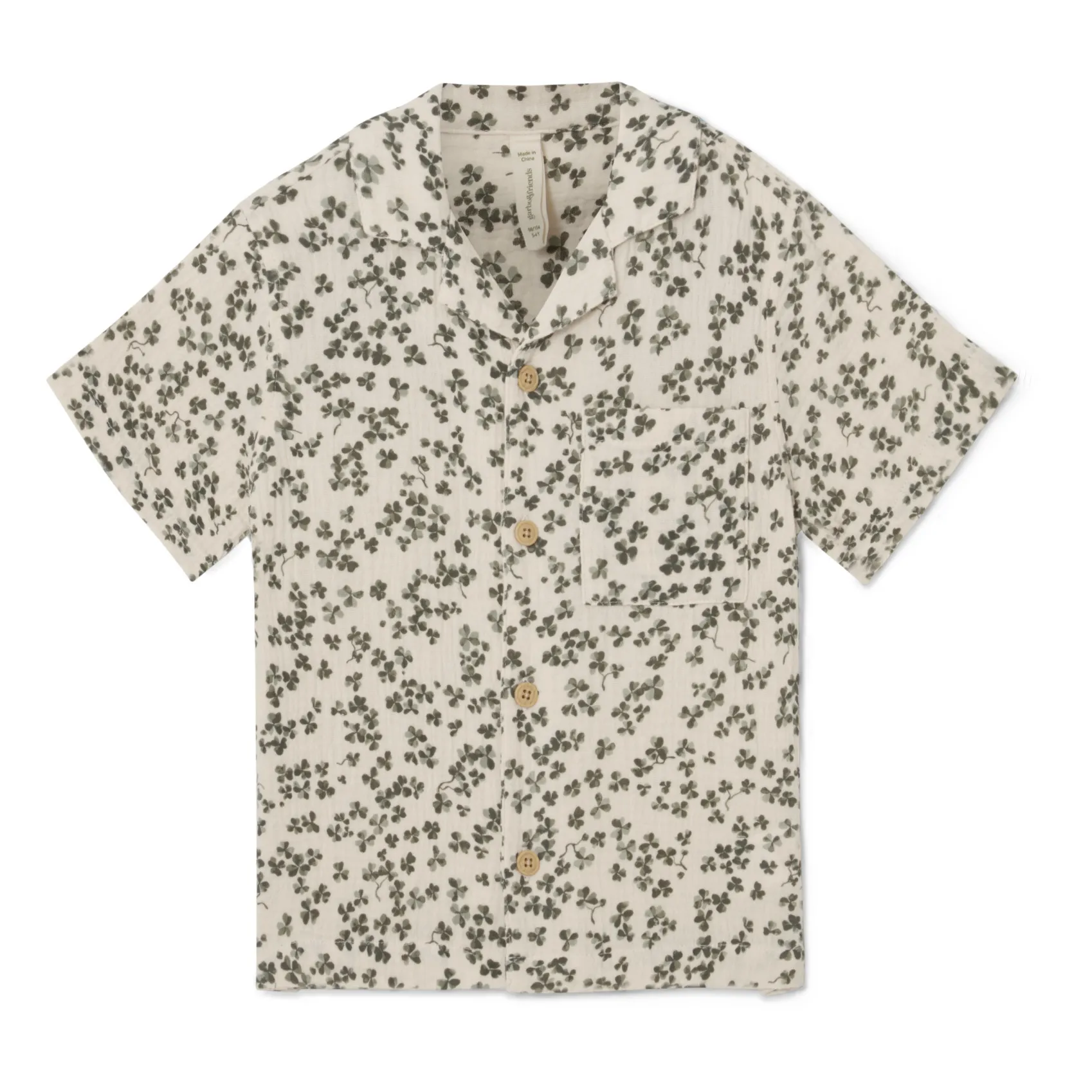 Garbo&Friends Ecru Cotton Chiffon Shamrock Shirt