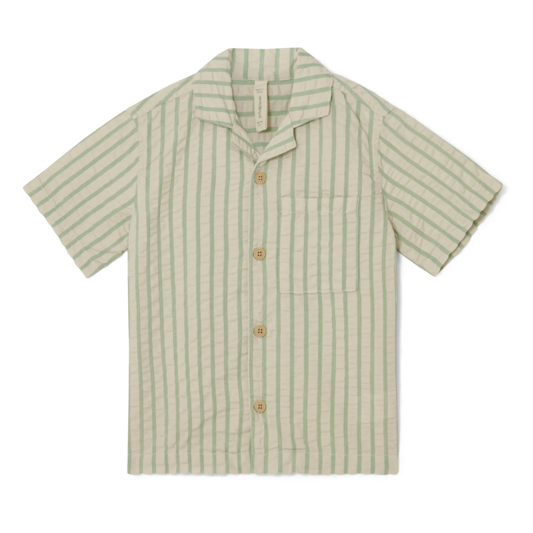 Garbo&Friends Green Seersucker Striped Shirt