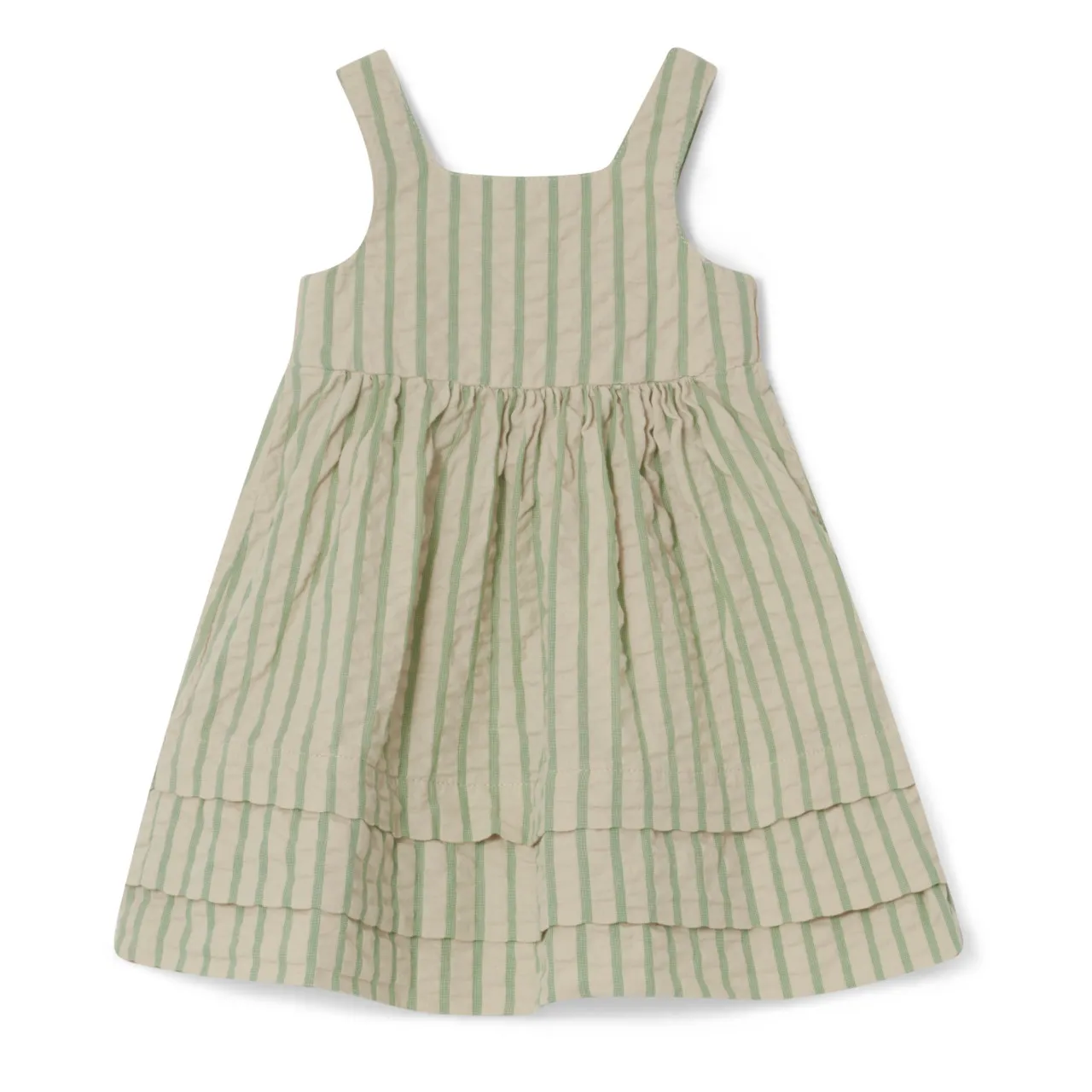Garbo&Friends Green Children's Seersucker Striped Dress