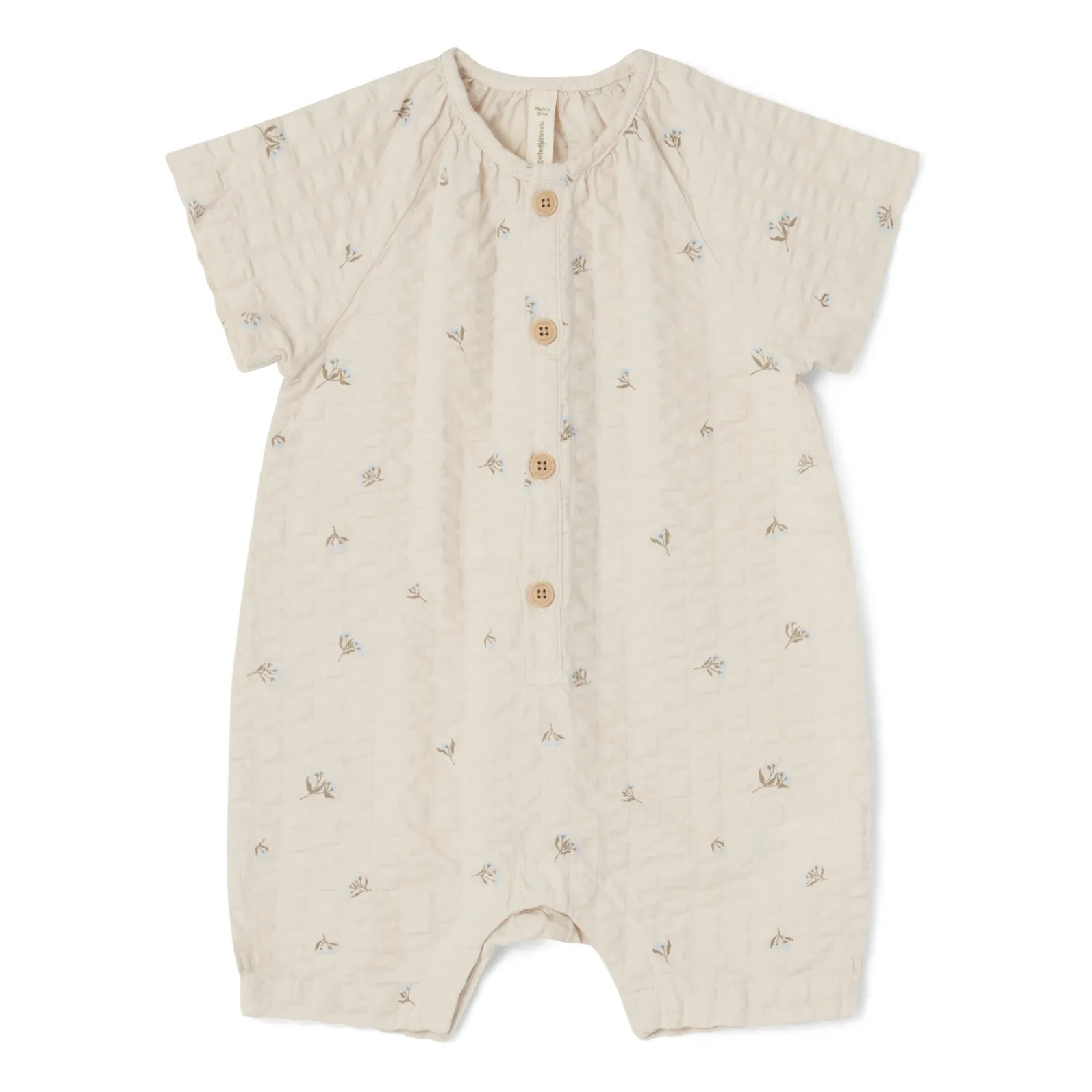 Garbo&Friends Ecru Seersucker Flowered Playsuit