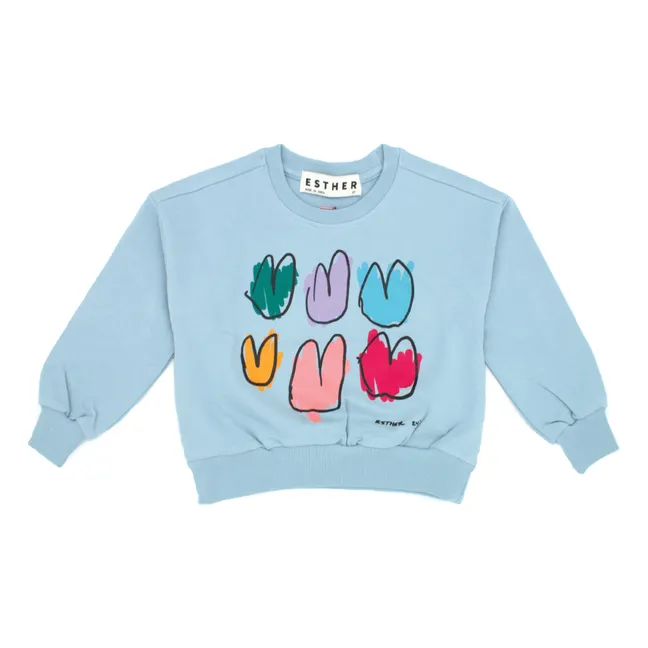 Hearts organic cotton sweatshirt | Light blue