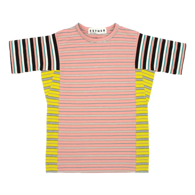 T-Shirt Kleid Junya Gestreift Bio-Baumwolle | Korallenfarben