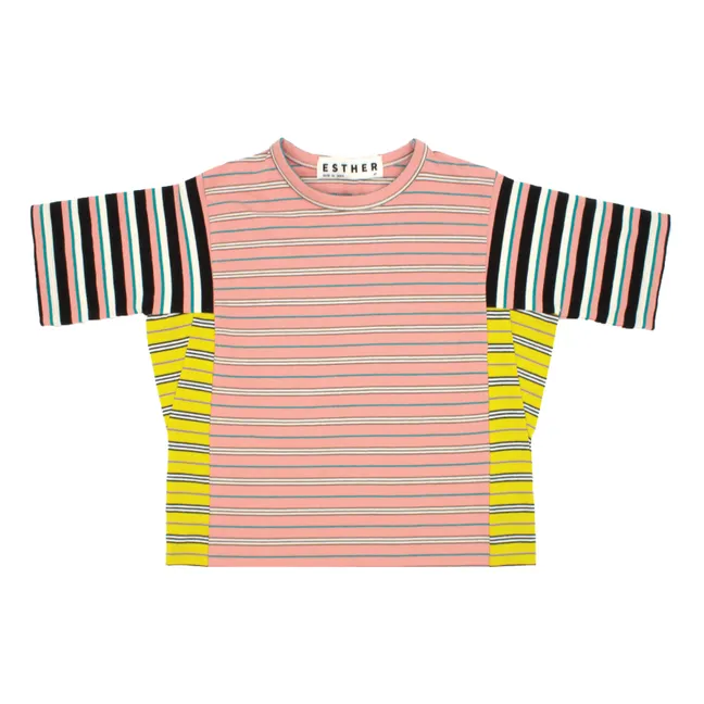 Junya Striped Organic Cotton T-shirt | Coral
