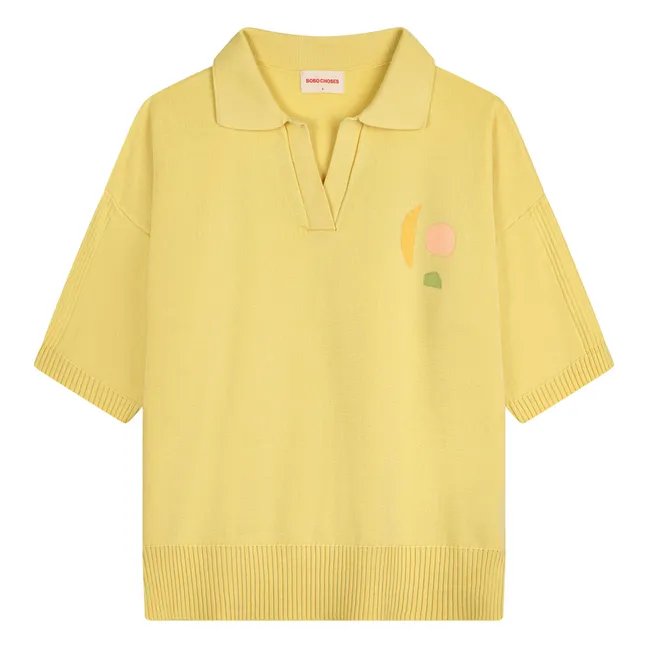 Jersey de cuello polo de algodón orgánico - Colección Mujer  | Amarillo