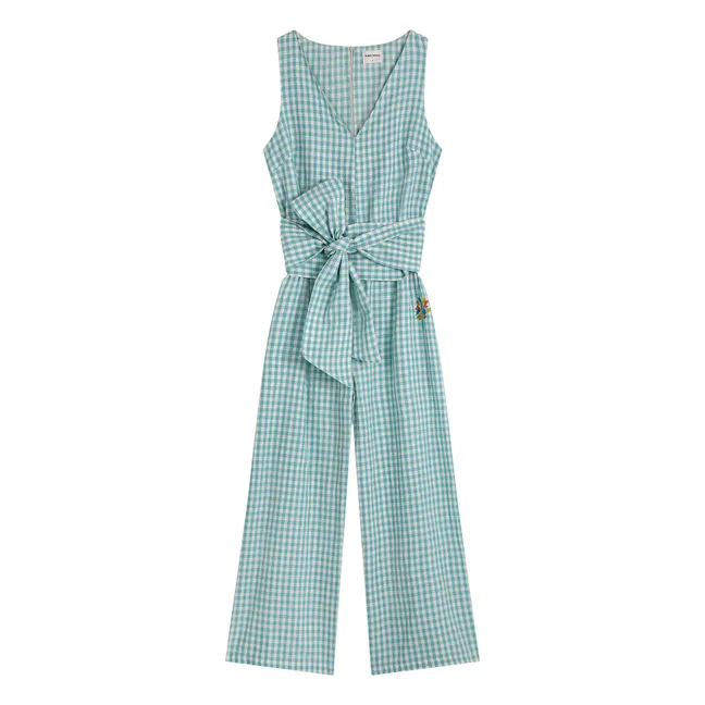Vichy Belted Jumpsuit - Women's collection  | Turquoise