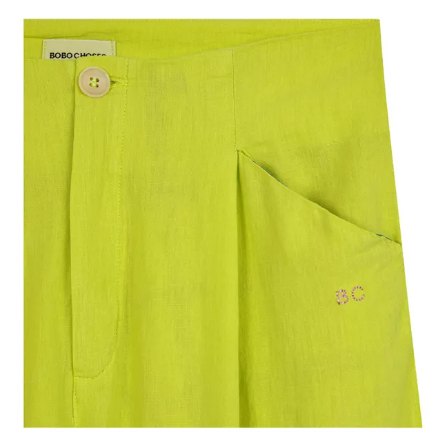 Pantalon à Pinces Coton et Lin - Collection Femme  | Vert anis