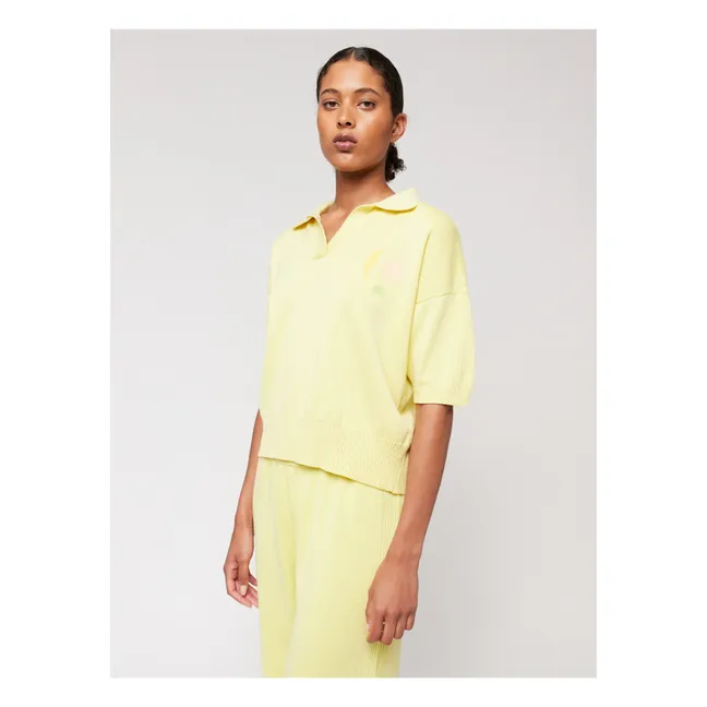 Jersey de cuello polo de algodón orgánico - Colección Mujer  | Amarillo