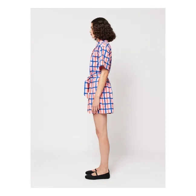 Cotton and Linen Checked Playsuit - Women's collection  | Pink