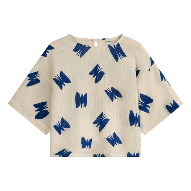 Blusa mariposa de algodón reciclado - Colección Mujer  | Crudo