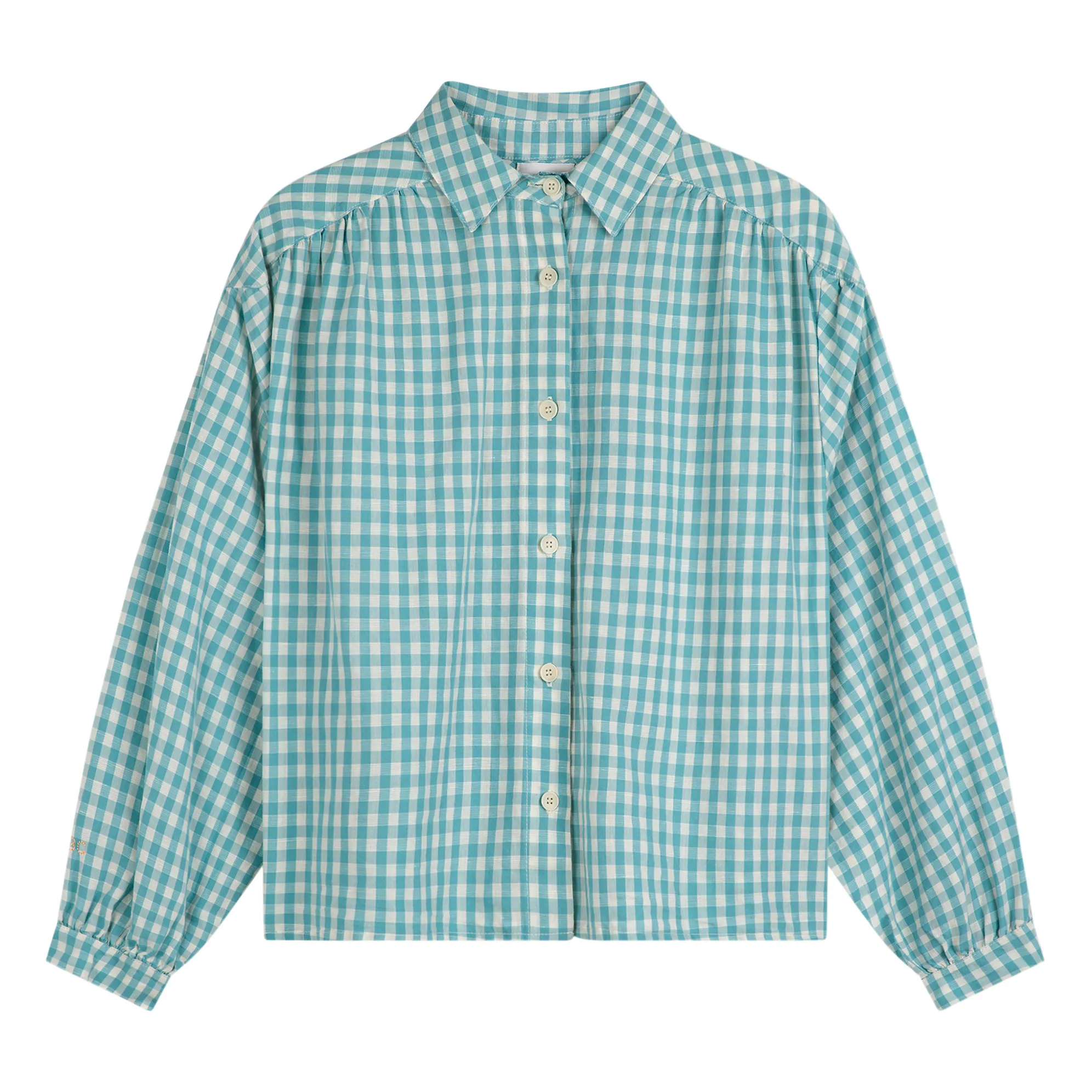 Bobo Choses Women's Turquoise Vichy Seersucker Shirt - Collection