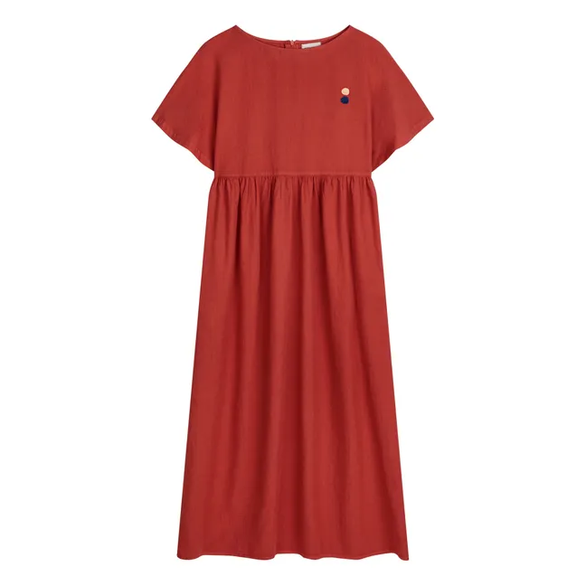 Loose-fit cotton and linen dress - Women's collection  | Red