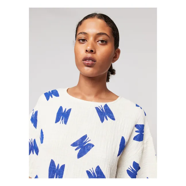 Blusa mariposa de algodón reciclado - Colección Mujer  | Crudo