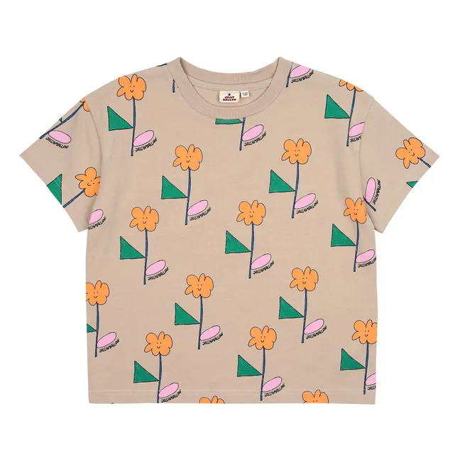 T-Shirt Fleur Orange | Beige