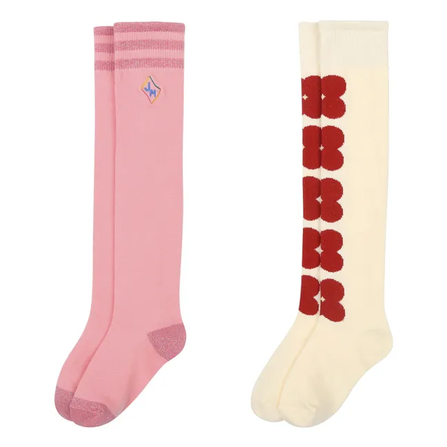 Set of 2 Flower Top Socks | Ecru