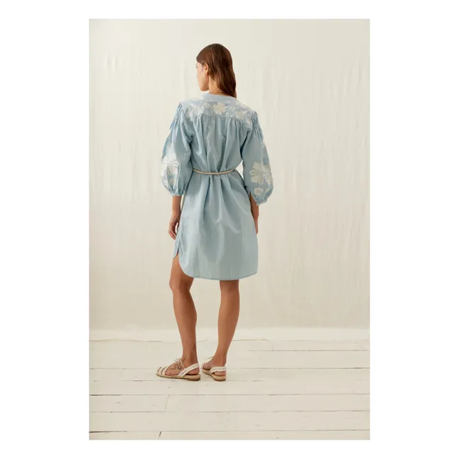 Kleid Nilou aus Baumwolle und Leinen - Damenkollektion | Blau