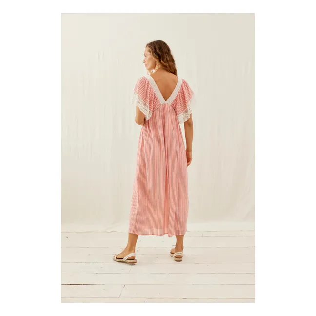 Kleid Ashila Streifen - Frauenkollektion | Rosa