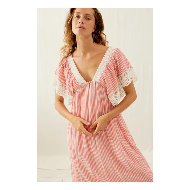 Kleid Ashila Streifen - Frauenkollektion | Rosa