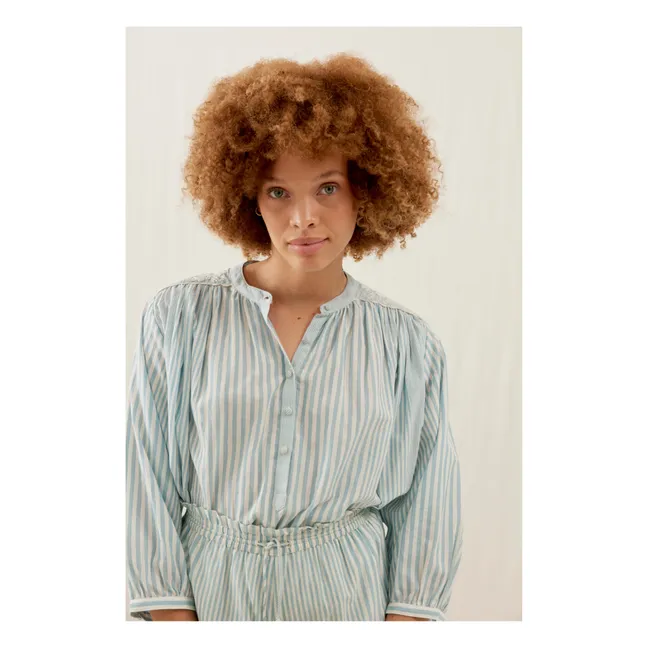 Blouse Jeannali Rayures Coton Bio - Collection Femme | Bleu