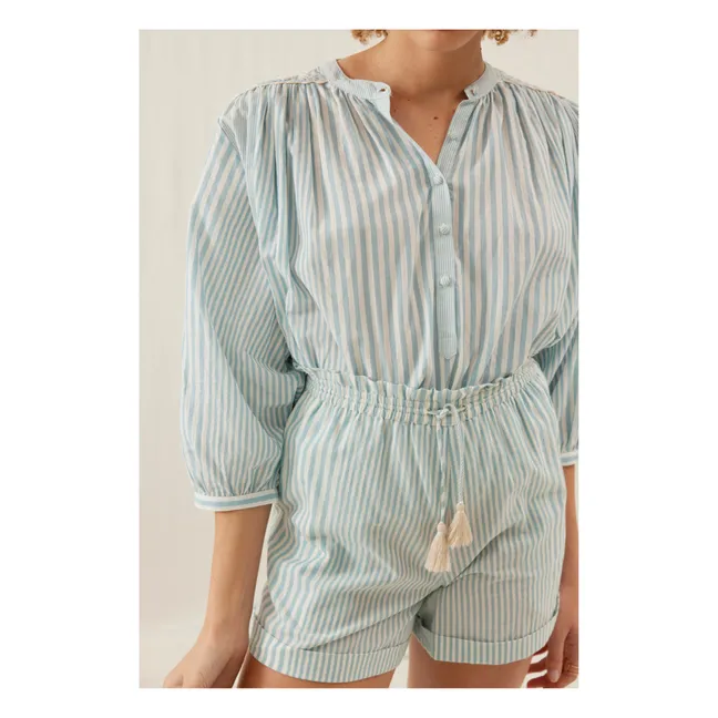 Blusa de algodón orgánico a rayas Jeannali - Colección Mujer | Azul