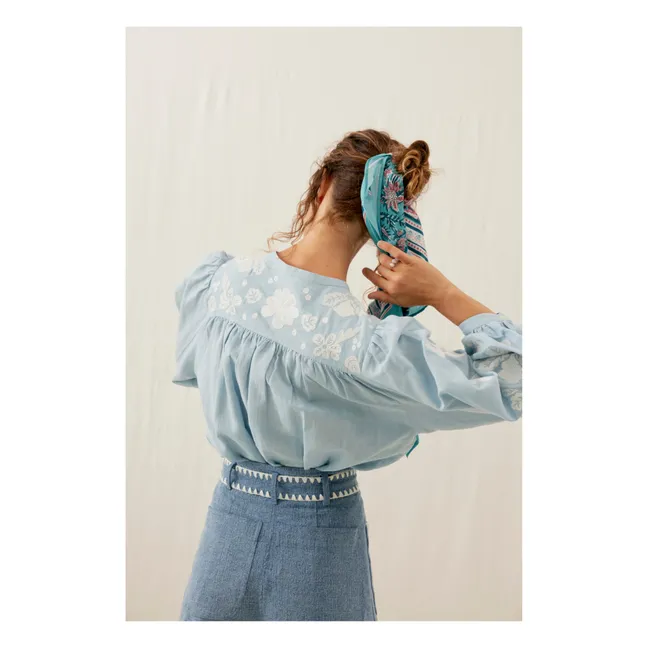 Camicetta Jeanne in cotone e lino - Collezione Donna | Blu