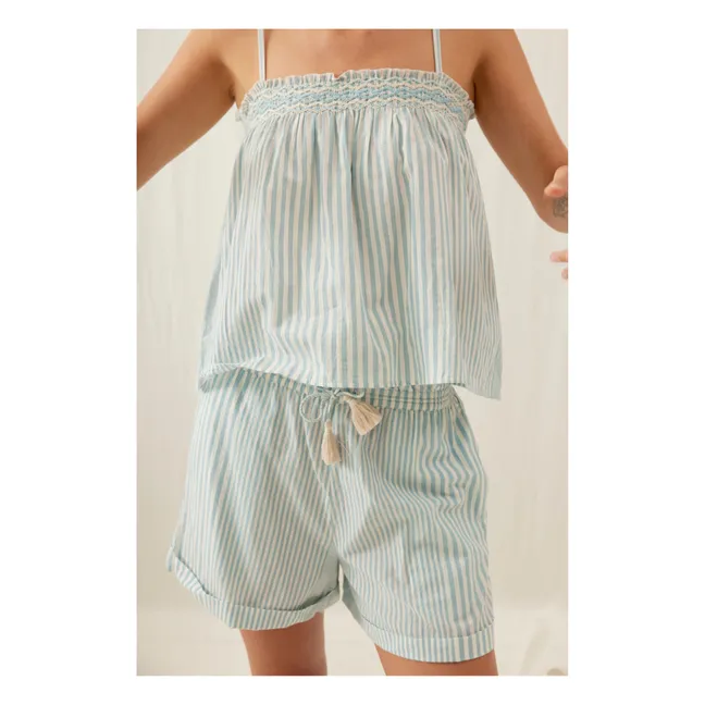 Minalou Pyjama Streifen Bio-Baumwolle - Damenkollektion | Blau