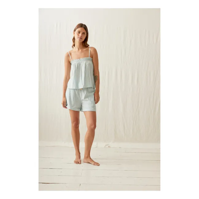Pyjama Minalou Rayures Coton Bio - Collection Femme | Bleu