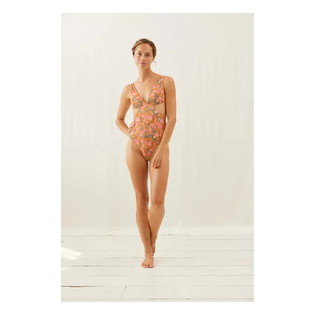 Navagio Einteiliger Badeanzug aus recycelten Fasern - Damenkollektion | Rostfarben