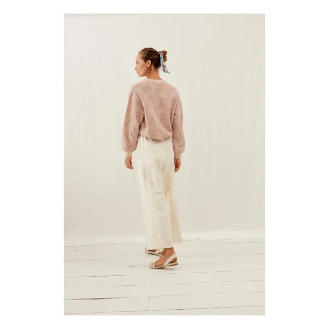 Pantalones Abuela de algodón y lino - Colección Mujer | Crema