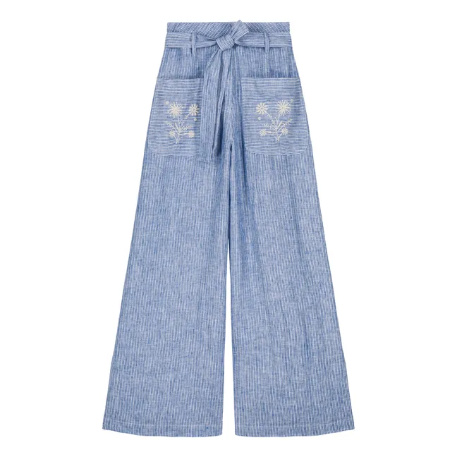 Pantaloni Virgilia in lino a righe - Collezione Donna | Blu