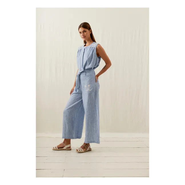 Virgilia Pants Linen Stripes - Women's Collection | Blue
