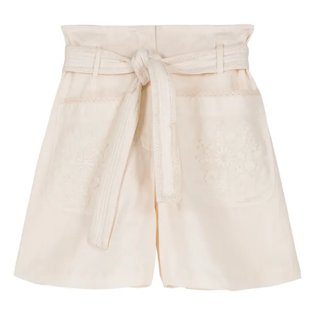 Rhea Cotton and Linen Shorts - Women's Collection | Cream