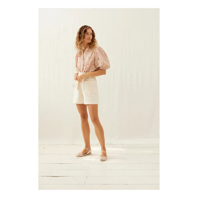 Rhea Cotton and Linen Shorts - Women's Collection | Cream