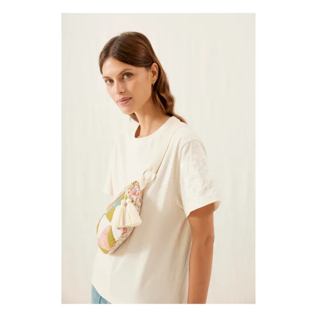 Gaby Patchwork Quilted Banana Bag - Women's Collection | Ecru