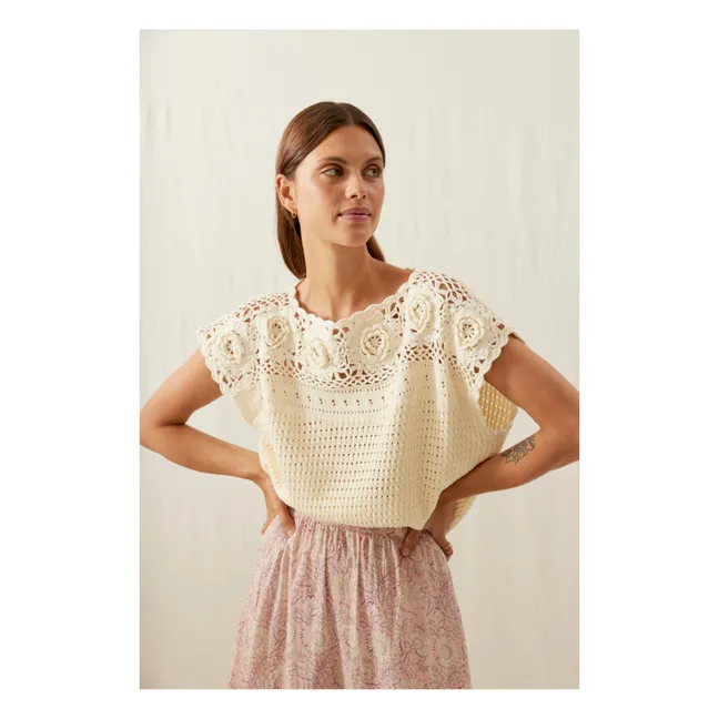 Loria Flower Embroidery Sweater - Women's Collection | Cream