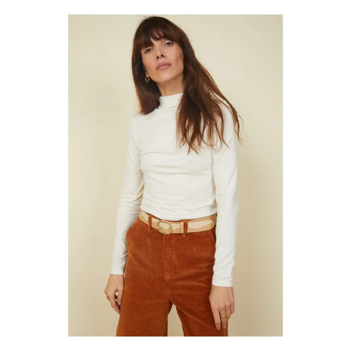 Col Roulé Femme Manches Longues en Modal | Sable- Image produit n°1