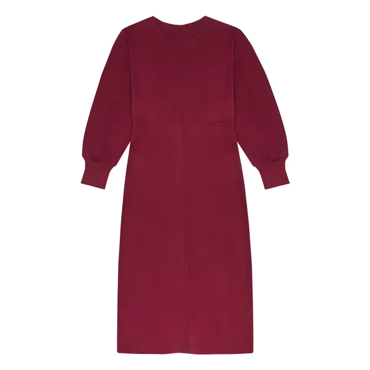 Robe Longue Femme Manches Chauve-souris en Coton Organique | Bordeaux- Image produit n°4